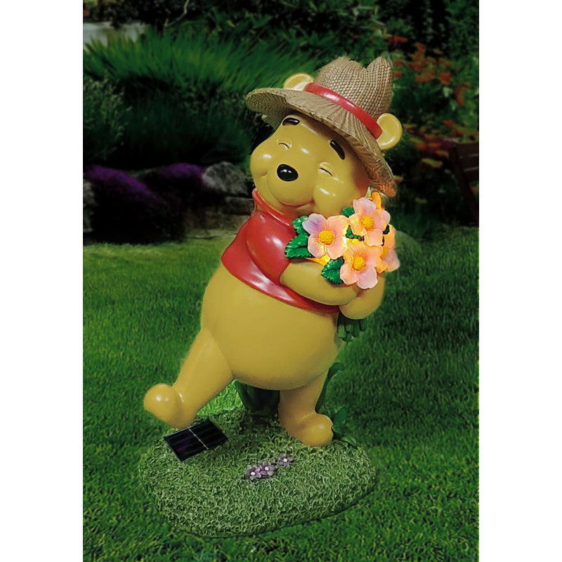18.9" Yellow Resin Winnie the Pooh Garden Statue with Solar Light