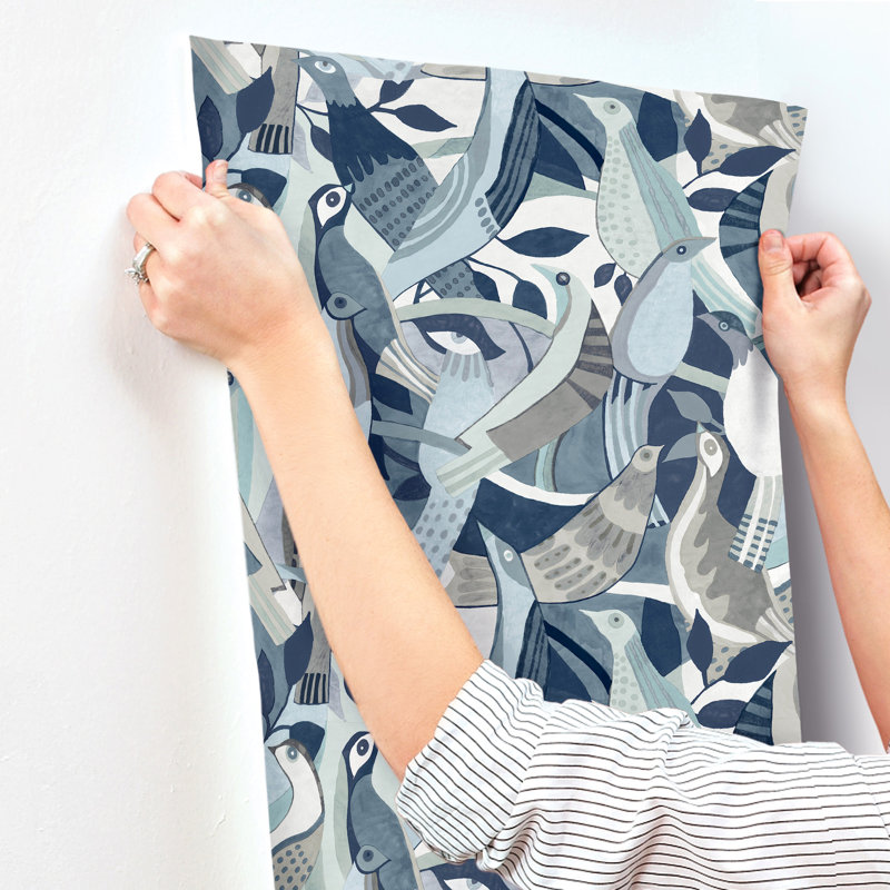 Fauvist Flock Wallpaper, Blue