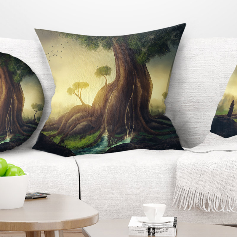 Coussin géant avec femme - paysage imprimé, 16 po x 1 po, Coussin décoratif