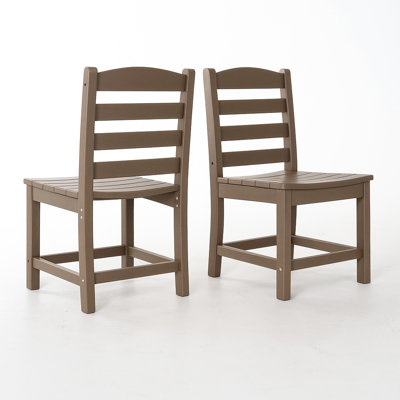 Repas d'extérieur de 2 chaises sans accoudoirs, chêne foncé antique, caractéristiques personnalisables, résistance élevée aux chocs, profondeur de 16,72 po et hauteur de 22,43 po