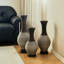 Ensemble de 3 vases de plancher en PVC brun et blanc