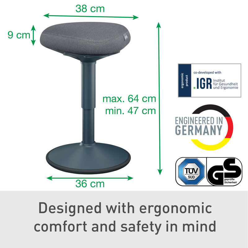 Adjustable Height Active Stool, Matte Blue