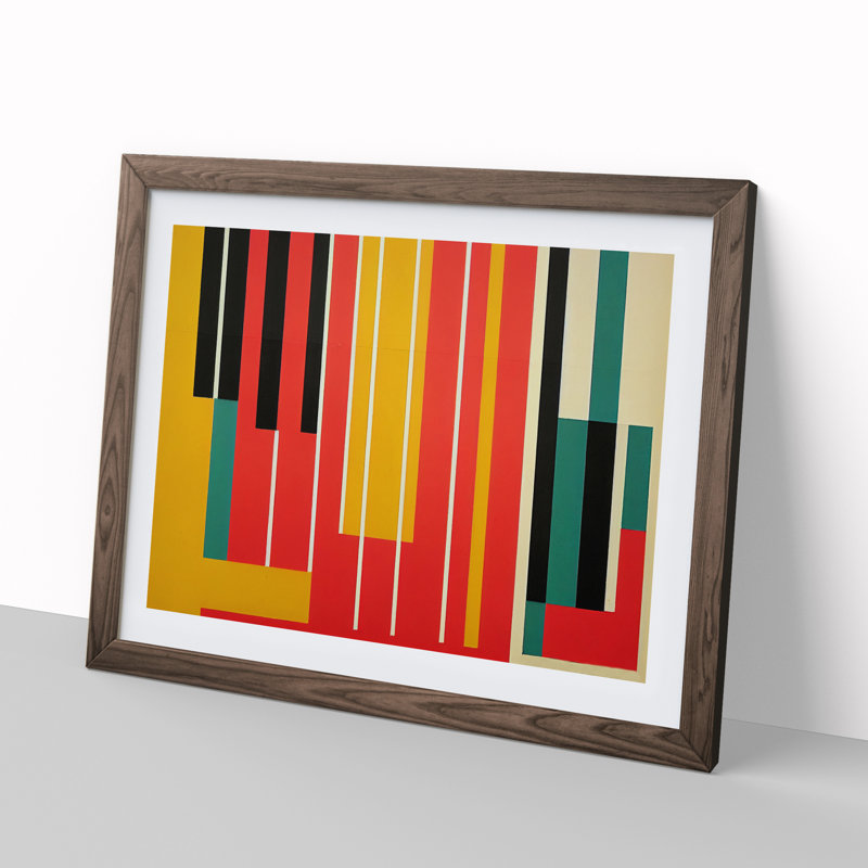 XH1022-6059X Modern Bauhaus Art Vol.5 Abstract 1 Piece Single Picture Frame Wall Art, 25cm H x 34cm W, Walnut