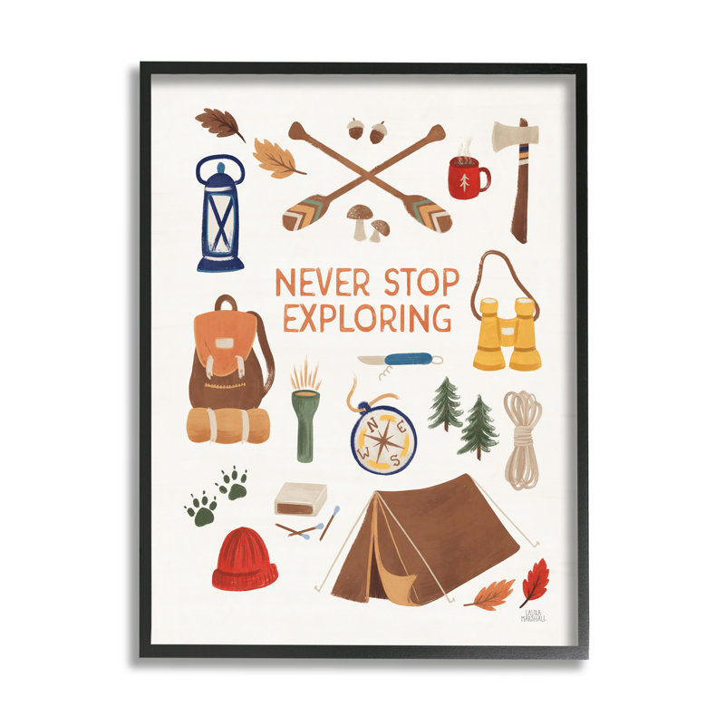 "Stupell Industries Never Stop Exploration", art mural sur toile par Laura Marshall, Giclée encadrée noir minuit