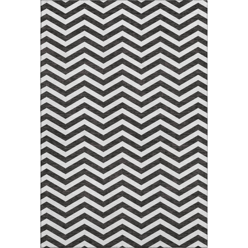 Premium Machine Washable Prisco Black Rug, Rectangle 9' x 12'