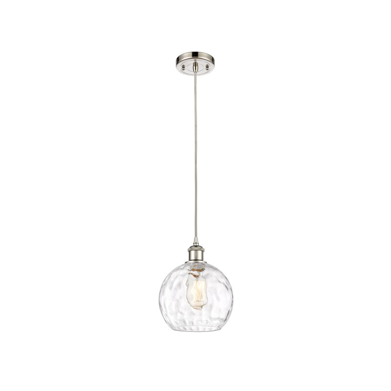 Luminaire suspendu sphère 1 lumière Roxane, Ampoule non incluse, H 10 po x l 8 po x P 8 po, Nickel poli