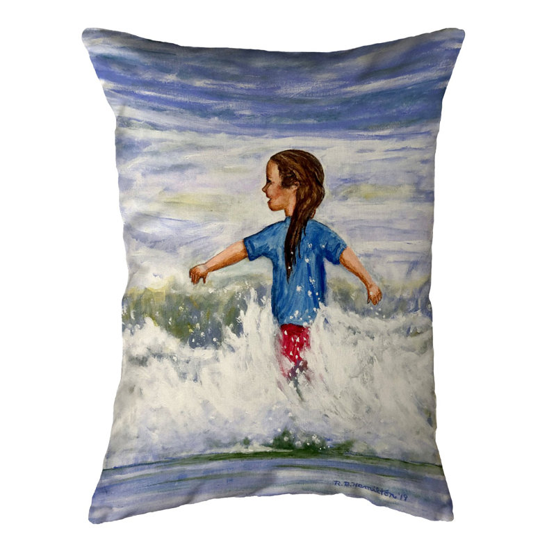 Housse et insert de coussin rectangulaire d'extérieur Girl in Surf, 16" x 20"