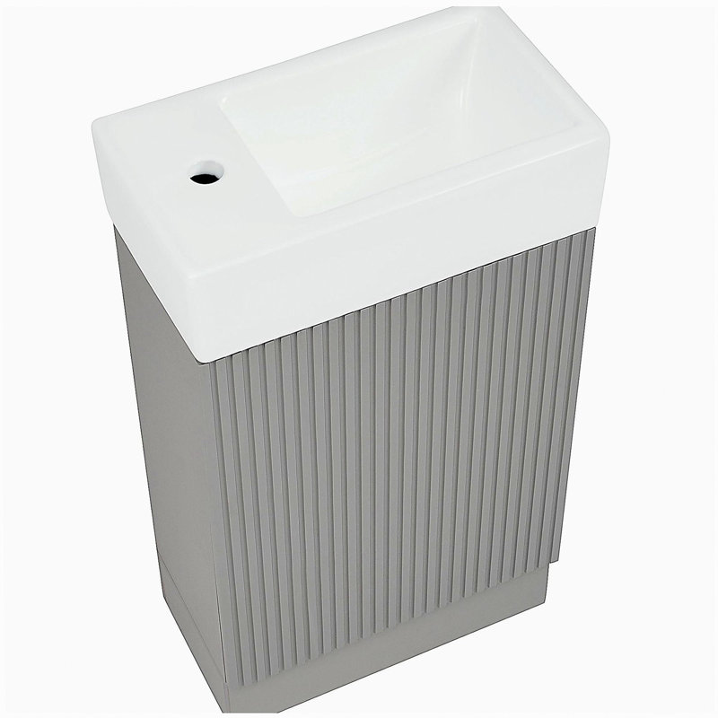 Lavabo de salle de bain de 18,6 pouces avec lavabo, lavabo de salle de bain avec tablettes doubles, direction à gauche ou à droite