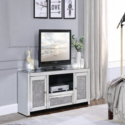 Mirrored & Faux Diamonds TV Stand