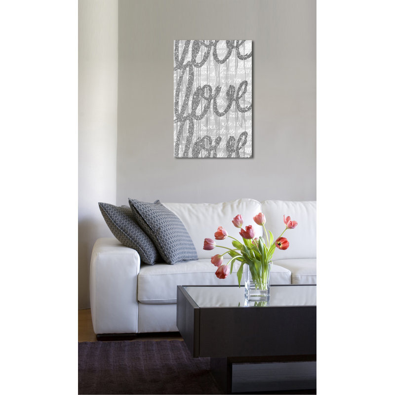«Round and Round Tall Silver Glitter», reproduction d'art textuel sur toile tendue, H 36 po x l 24 po, Toile tendue