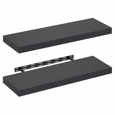 Floating Shelves for Wall Set of 2, 12 x 35 Wall Shelf, Wall Mounted Floating Shelf with Invisible Bracket, 2-in Thick Shelf, for Bathroom, Living Room, Bedroom, Home Office, Americano