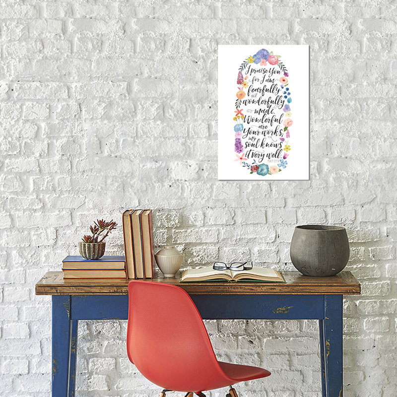 « floral biblique de la section ii », art textuel sur toile, H 60 po x l 40po x P 1,5 po, Pas de tapis, Toile encadrée noire