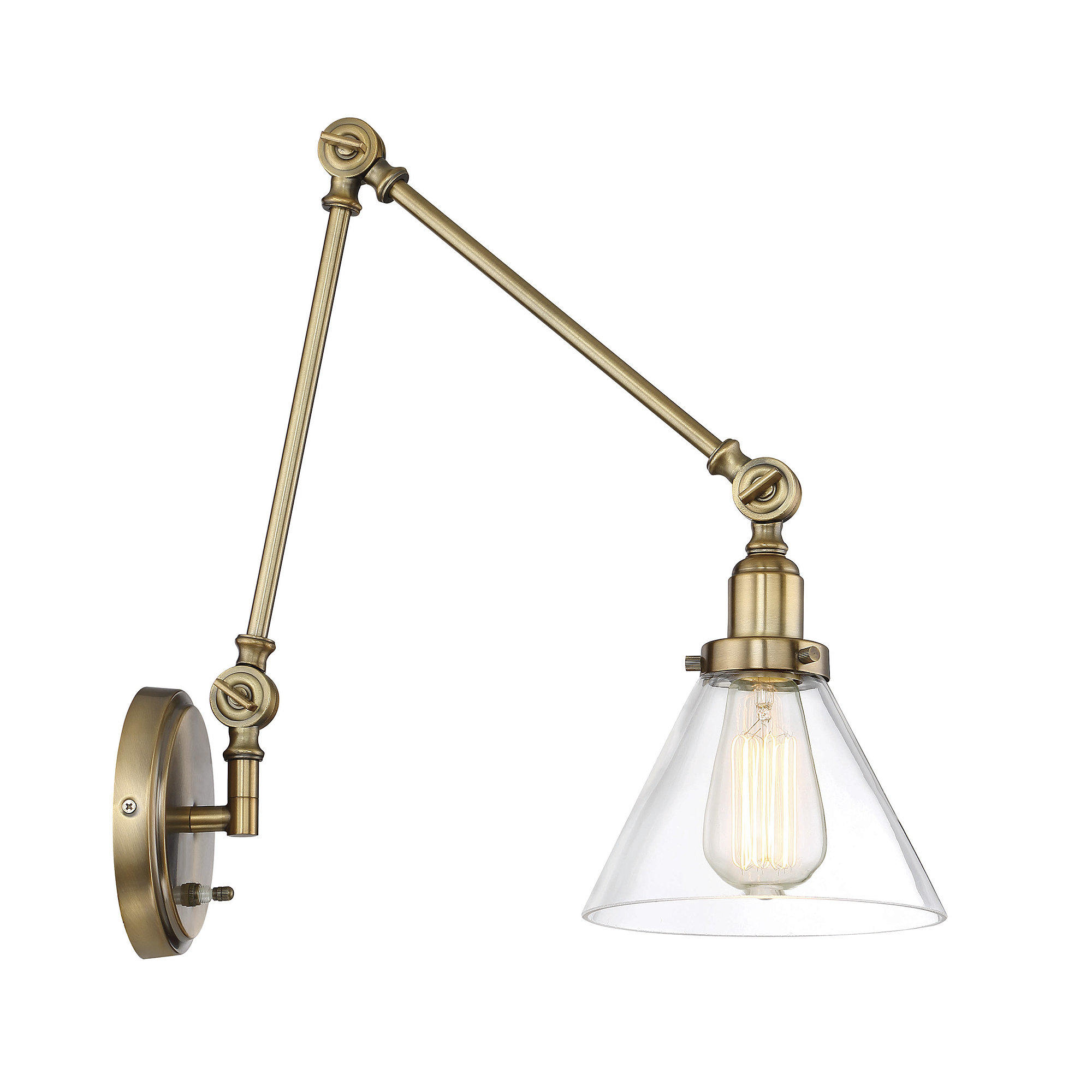 Catalina 1-Light Plug-in Swing Arm Wall Sconce, Brass