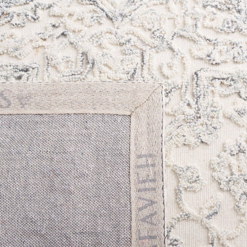 Ivory and Charcoal Hand Tufted Wool Area Rug