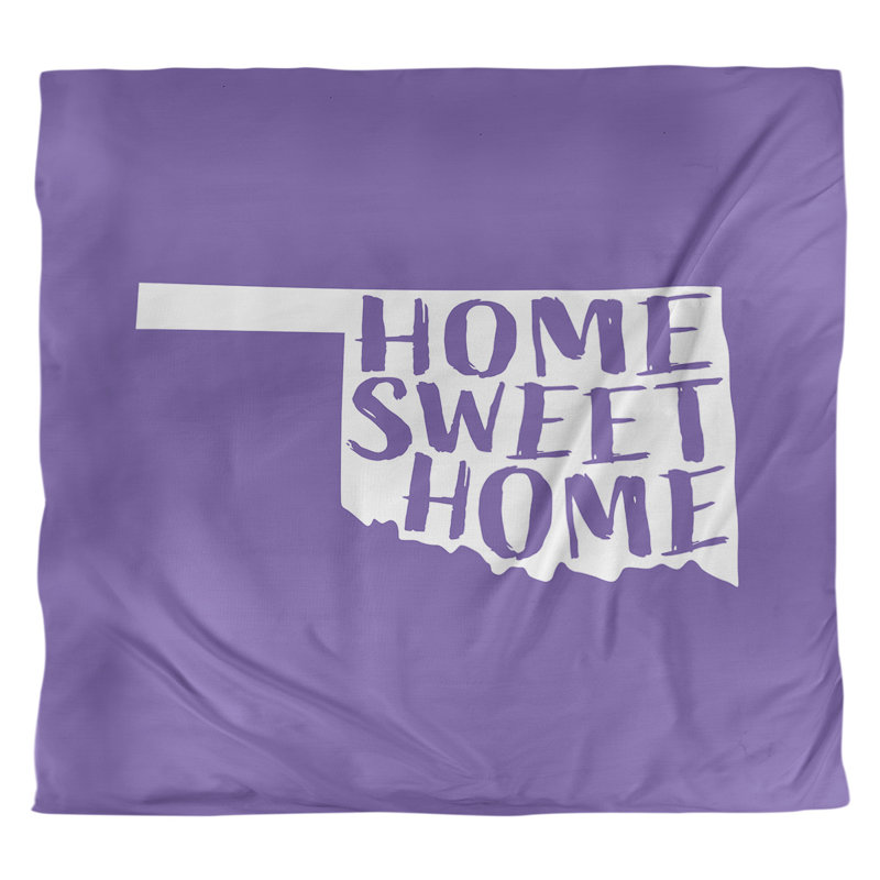 Housse de couette Home Sweet Oklahoma, Polyester brossé, Housse de couette pour grand lit, Mauve