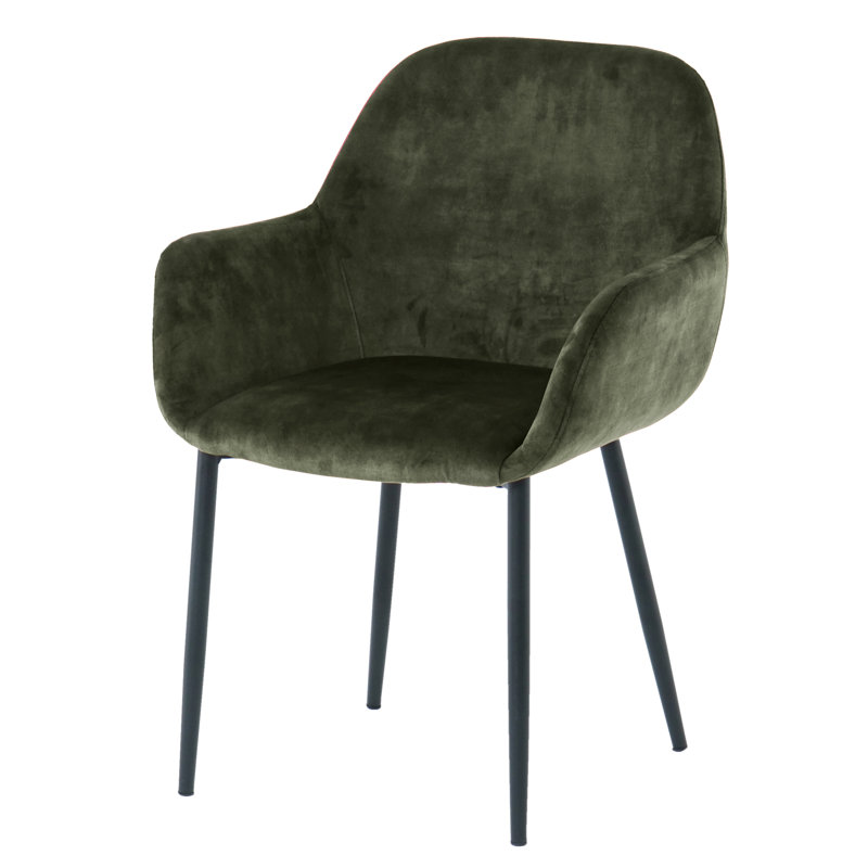 Charlestown 47cm H Velvet Upholstered Metal Armchair, Green
