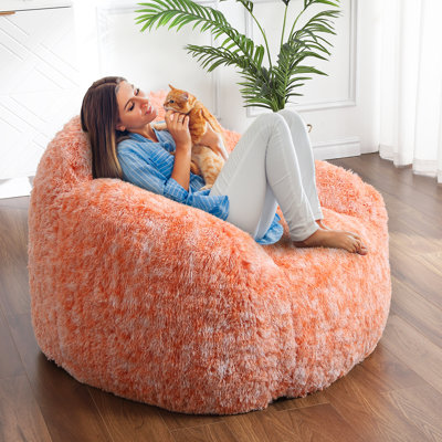 Sillón Puff Enorme para Dormitorio - Fobe Suave et Espuma de Alta Densidad - Fond lavable - Idéal pour les lectures et les jues - Naranja, 94 x 96 x 65 cm