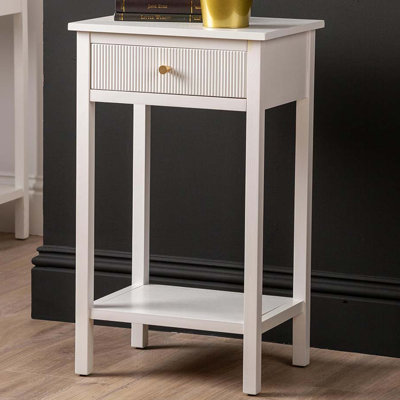 Flovilla 76cm Sofa Table, 1 Drawer Wooden Bedside End Table with Shelf Storage