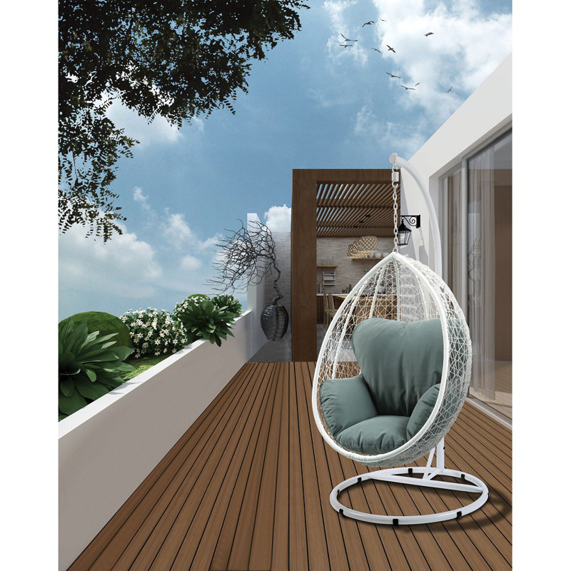 Balancelle avec support Burchett, Blanc / bleu sarcelle