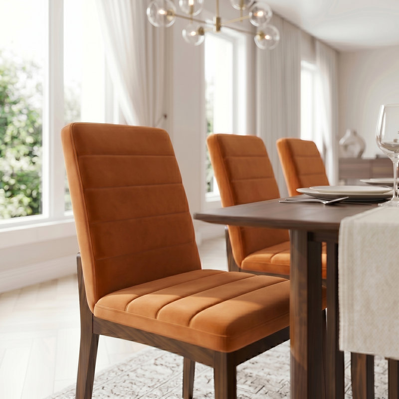 Chaise d'appoint Zaliya, Velours orange brûlé