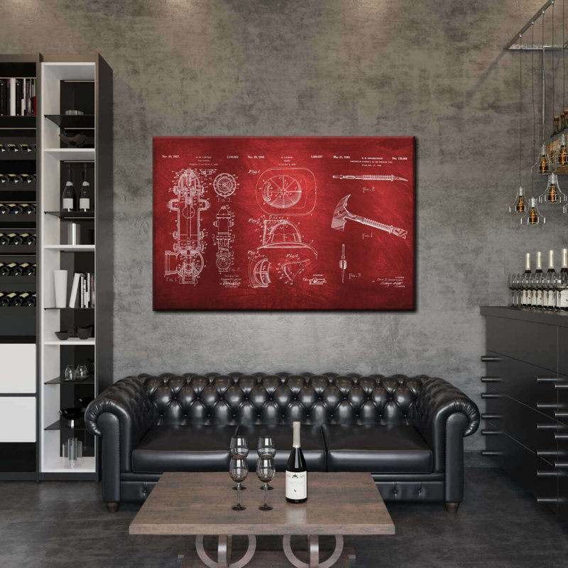 Firefighter Patents, reproduction sur toile, H 24 po x l 36 po