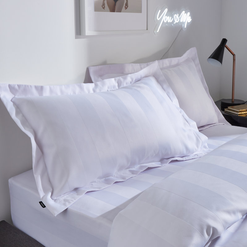 Soft Satin Stripe Oxford Pillowcase, White