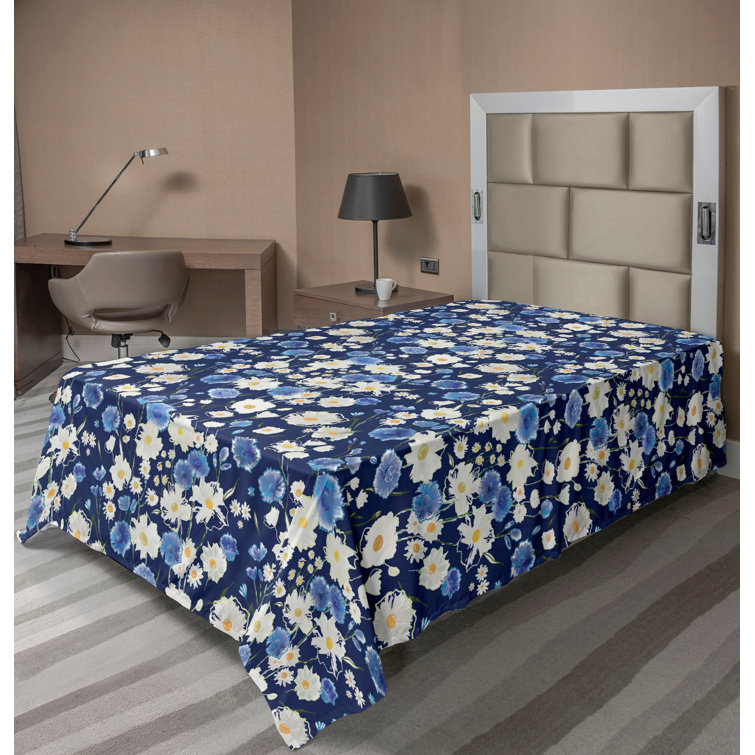 Ambesonne Floral Boho Flat Sheet Leafy Tropical Blooms