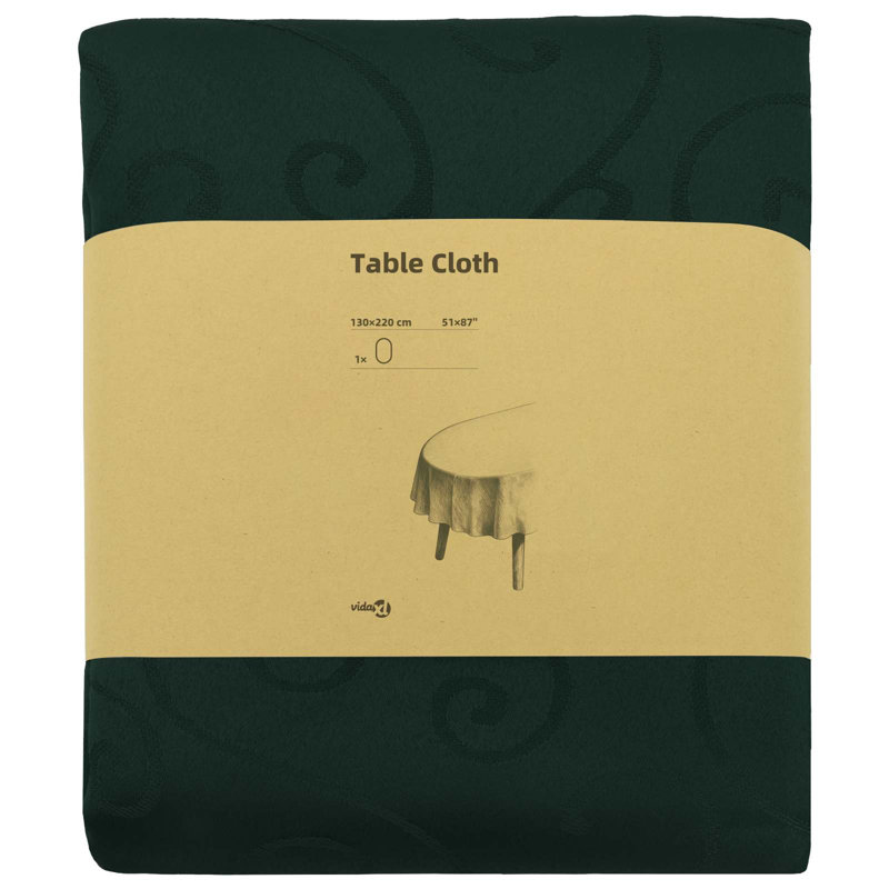  Table Cloth Dining Cover Kitchen Tablecloth Living Room Modern Jacquard, 220cm L, Dark Green
