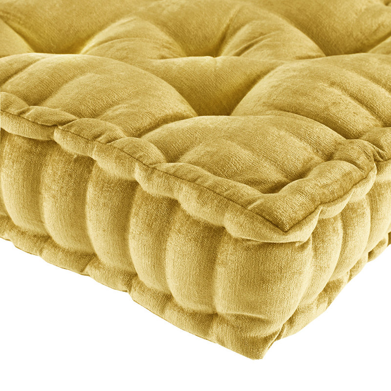 Coussin de sol carré en chenille de polyester texturé Gracie Mills Elara