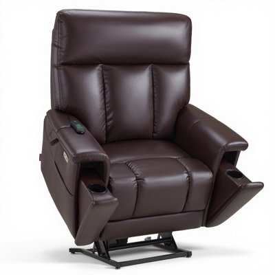 Heavy-Duty 500 lbs. Weight Capacity 28" Seat Width Dual Motor Power Recliner Lift Chair with Hidden Cup Holder, Infinite Position , Faux Leather