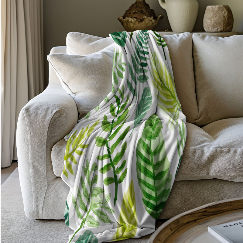 Leaf Patterns - 1 Piece Premium Sherpa Blanket, Twin