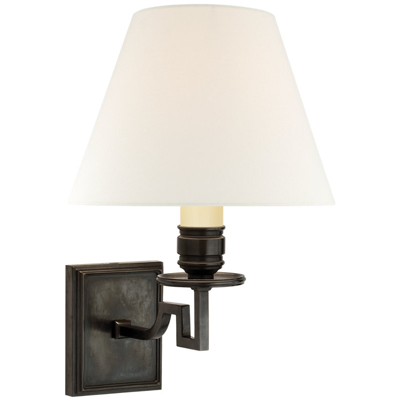 Alexa Hampton Dean Single Arm Sconce, Brushed Nickel, Fabric