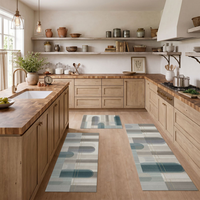 Geometric Stripes Non-Slip Washable Kitchen Mats