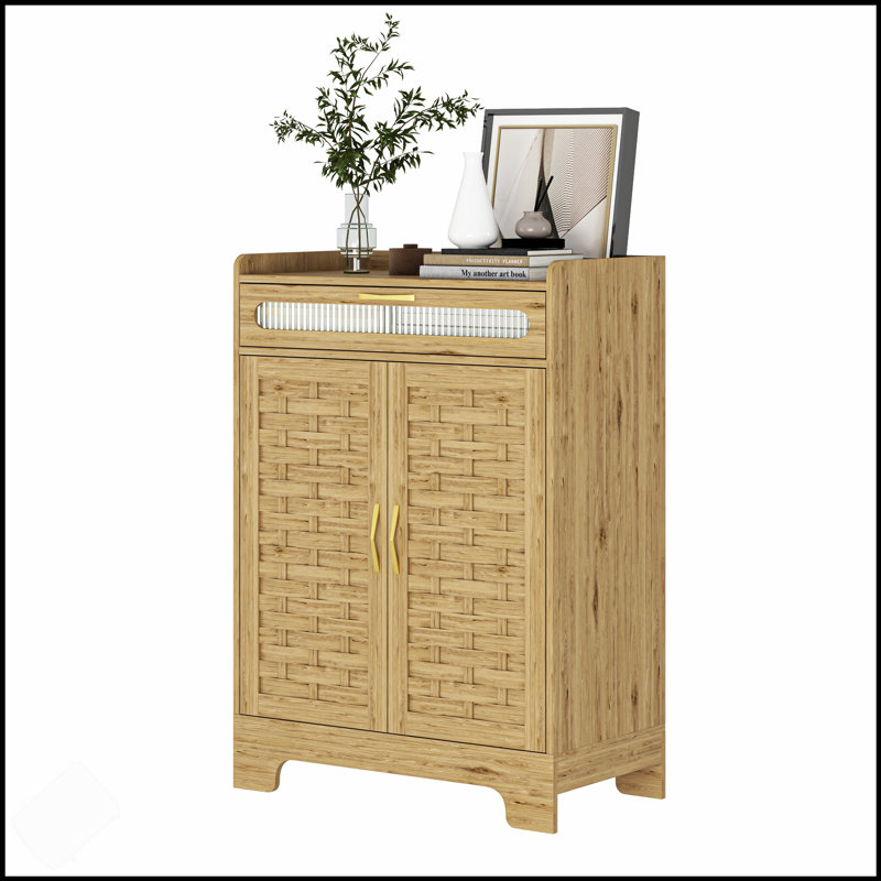 Coffee Bar Cabinet, Buffet Sideboard With Drawer And Adjustable Shelf, Barn Door Storage For Modern Kitchens