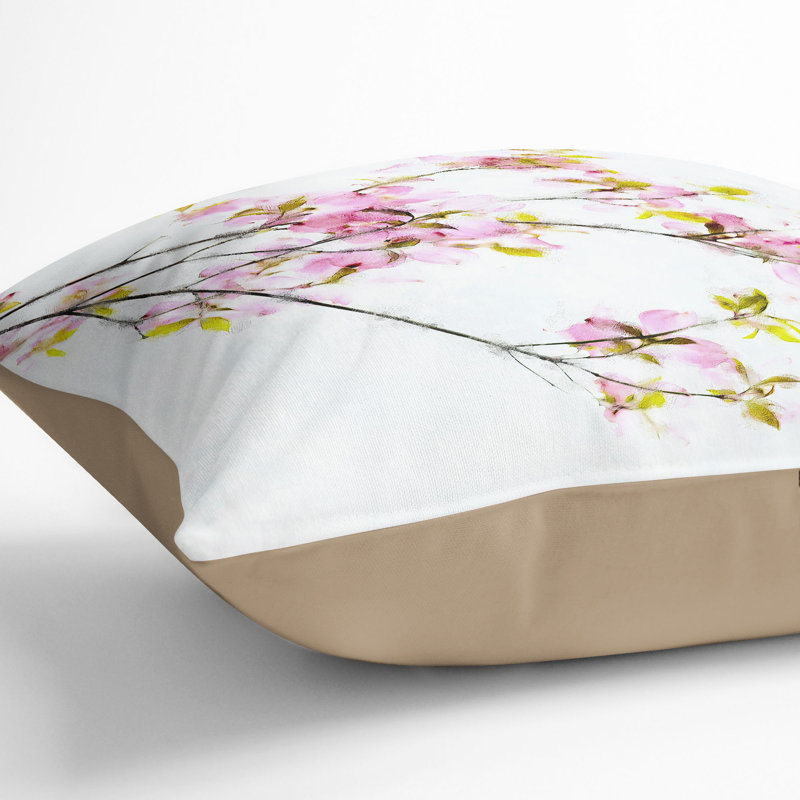 Floral Square Cushion, 40cm H x 40cm W x 15cm D, Stone