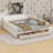 King Size Upholstered Platform Bed Frame With USB Ports & 2 Storage Drawers, Modern Lambswool Fabric Daybed Frame With Armrests-1087516926