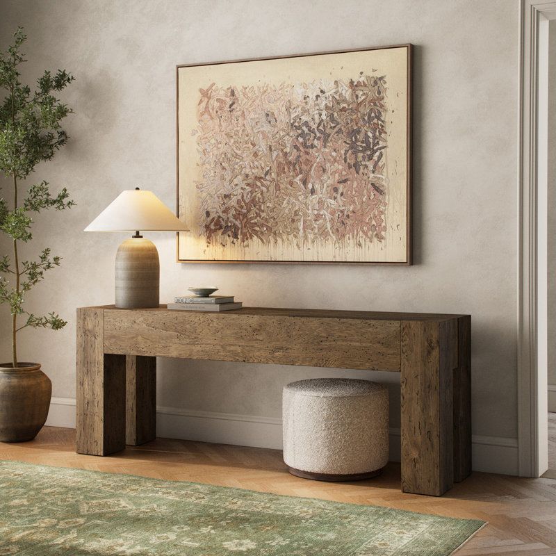 Abaso 86'' W Console Table, 33" H x 86" W x 20.25" D, Rustic Wormwood Oak