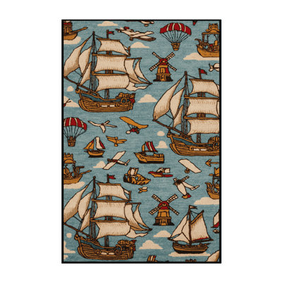 Machine Washable Transportation Grey Area Rug