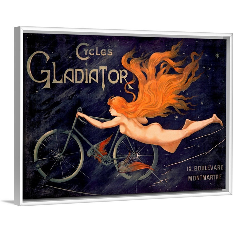 Cycles Gladiator par Georges Massias - reproduction d'art sur toile, H 14 po x l 18 po x P 1,75 po, Cadre blanc