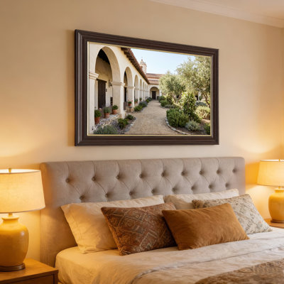 Art mural antique sur toile encadré doré pour le salon, la chambre à coucher, le bureau ou le vestibule - Décoration murale décorative avec arche de cour