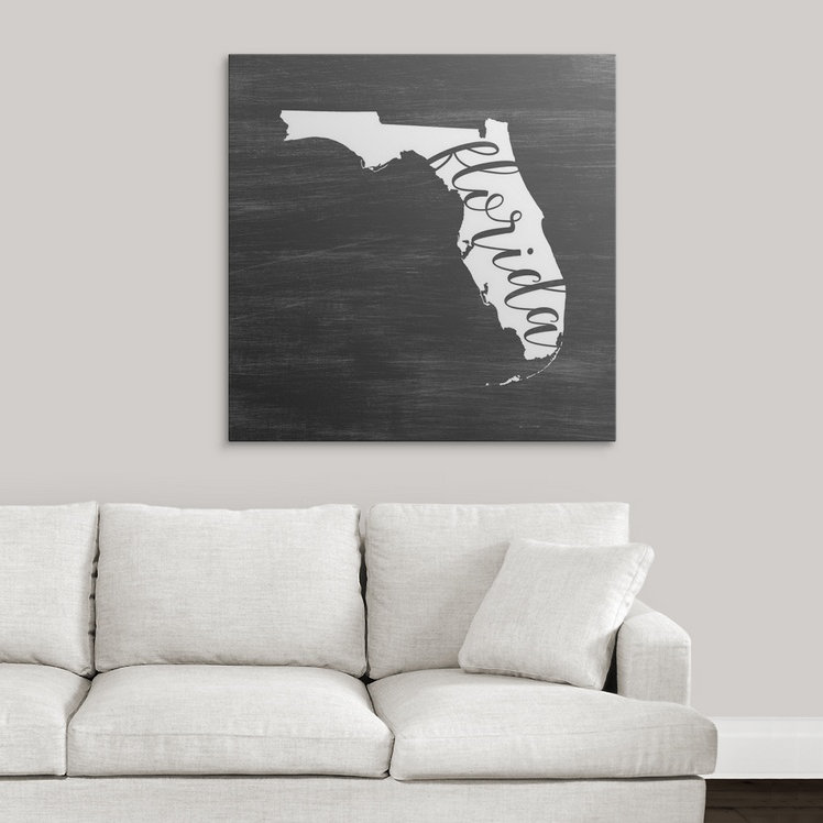 «Home State Typographie Florida», impression graphique, H 12 po x l 12 po x P 1,5 po, Toile