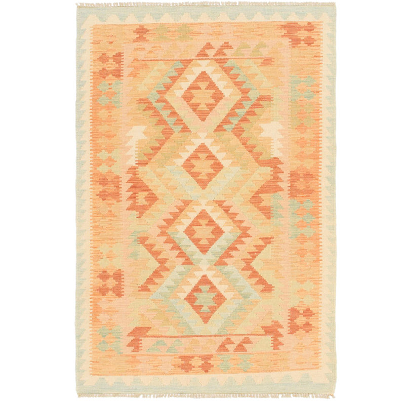 Tapis en laine rouge 3 pi 2 po x 5 pi one-of-kind main-noué la new age Elland