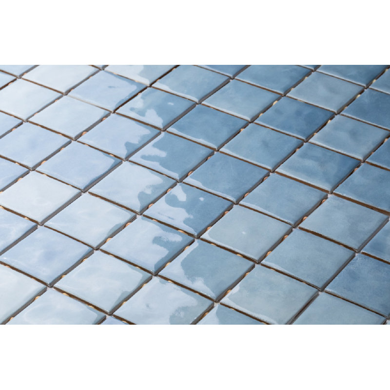 Aura 3" X 3" Ceramic Mosaic Wall Tile, Light Blue