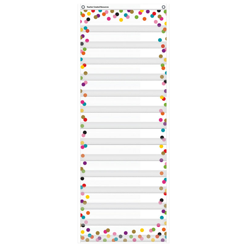 Teacher Created Resources Confetti 14 Pocket Daily Schedule Pocket Chart, 13" X 34"