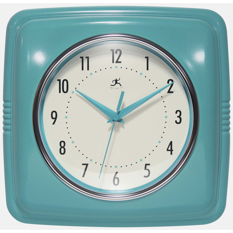 Orrwell Square Plastic Wall Clock 9.25 Inches, Turquoise