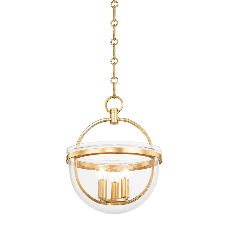MALLOY 3 LIGHT LANTERN, Vintage Gold Leaf