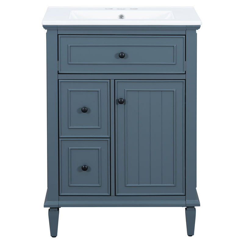Meuble-lavabo 24 po avec lavabo en céramique, Bleu gris