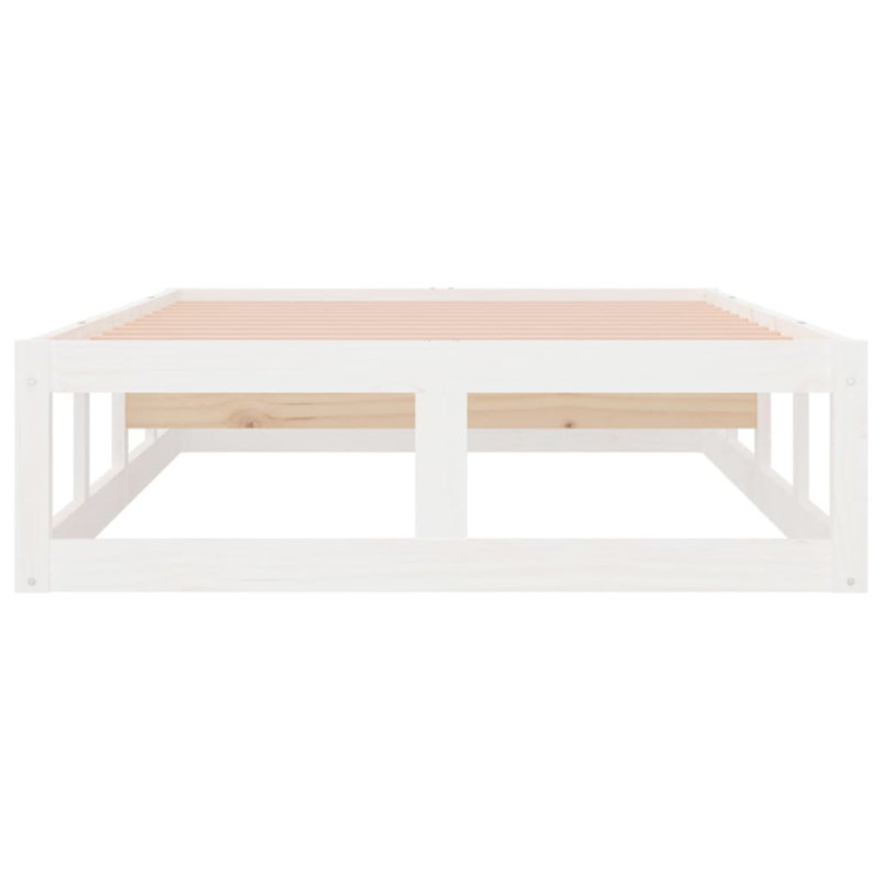 Bed Frame Solid Wood, White, 105.5 x 205.5 cm