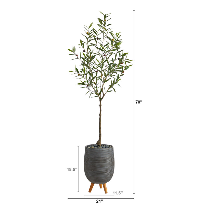 Olive artificielle en pot, H 70 po x l 21 po x P 21 po