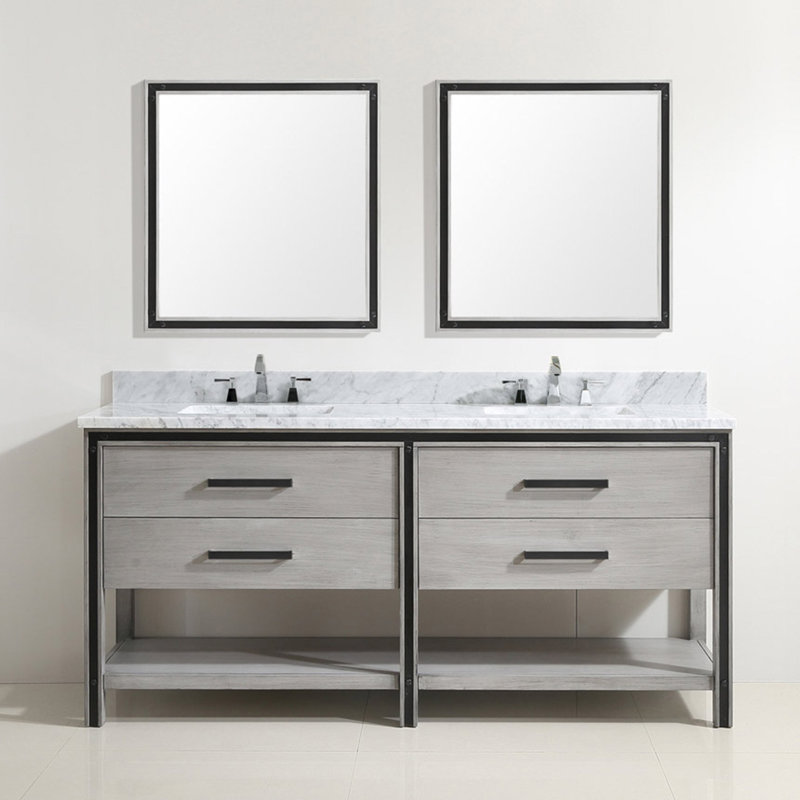 Base de meuble-lavabo double 72 po seulement, Gris pierre